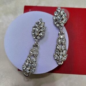 Silver Tone Rhnistones Drop Earrings